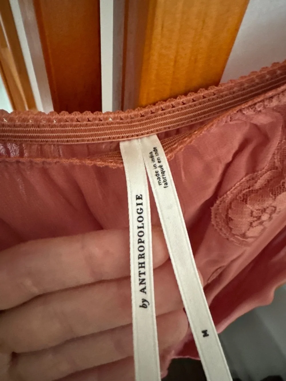 Anthropologie Sheer Asymmetrical Coral Skirt Slip Medium romantic, date lace - Picture 8 of 10